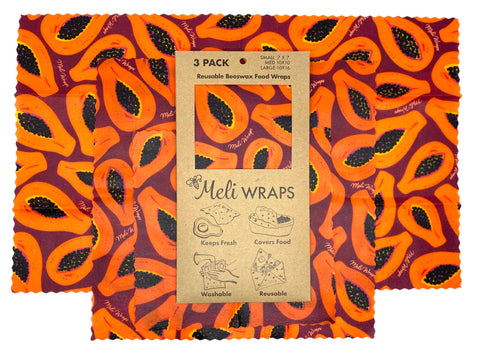 Assorted Collection Beeswax Wraps- Meli Wraps 3 Pack Case