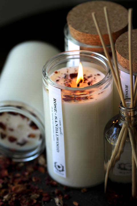 Rose Sandalwood Apothecary Candle | summer garden tea