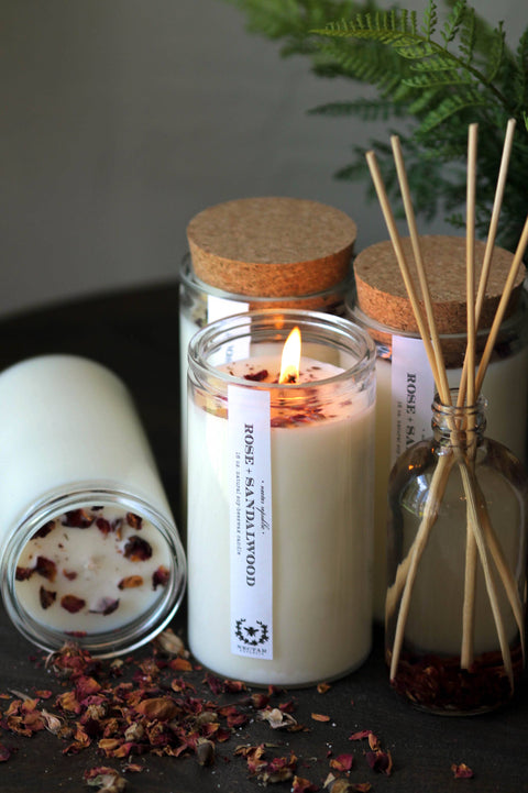 Rose Sandalwood Apothecary Candle | summer garden tea