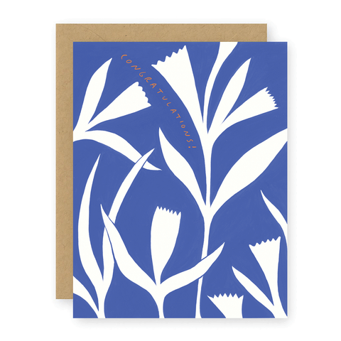 Blue Congratulations Greeting Card - Painted, Hand-Lettering