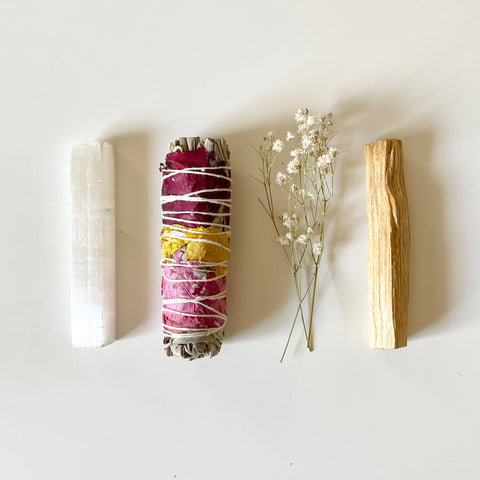 Healing Floral Sage Smudge Bundle | purification ritual 