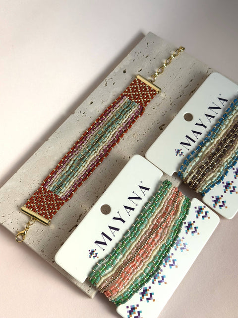 Beaded Handwoven Chudi Multistrand Bracelet (Blue)