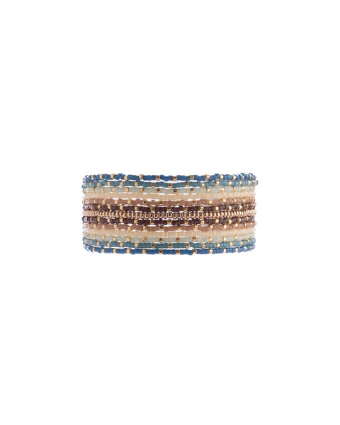 Beaded Handwoven Chudi Multistrand Bracelet (Rust)