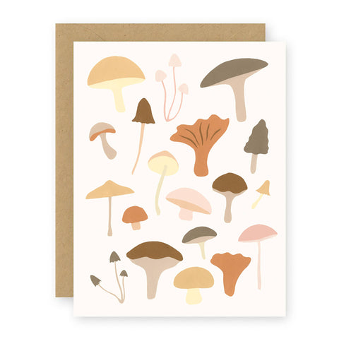 Mushrooms Greeting Card - Rustic Collage Artwork