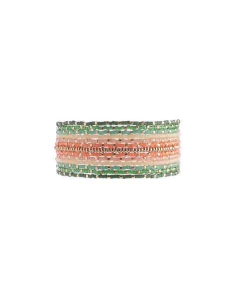 Beaded Handwoven Chudi Multistrand Bracelet (Rust)